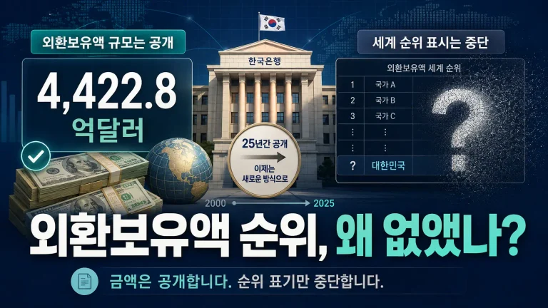 한국 외환보유액 세계 몇 위인지 왜 갑자기 안 알려주나? 25년 만에 사라진 순위표