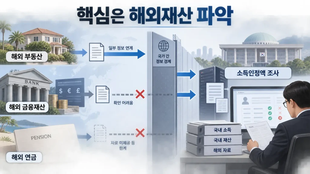 해외에 집과 연금이 있으면 한국에서는 모를 수도 있나?
