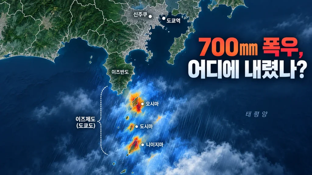 먼저 가장 중요한 것, 700㎜ 넘는 비가 ‘도쿄 도심’에 내린 것은 아니다
