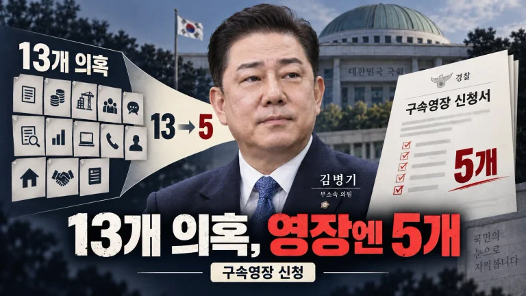 김병기 구속영장, 경찰은 왜 1년 만에 움직였나? ‘13개 의혹’ 중 영장에 담긴 5가지