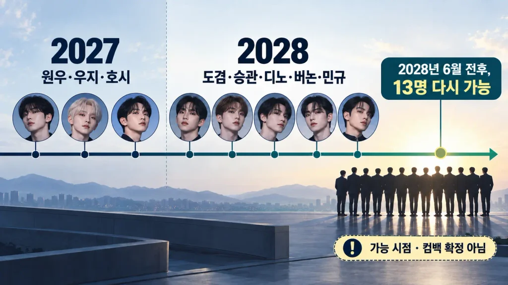 그래서 가장 궁금한 것, 세븐틴 13명 완전체는 언제 가능할까?