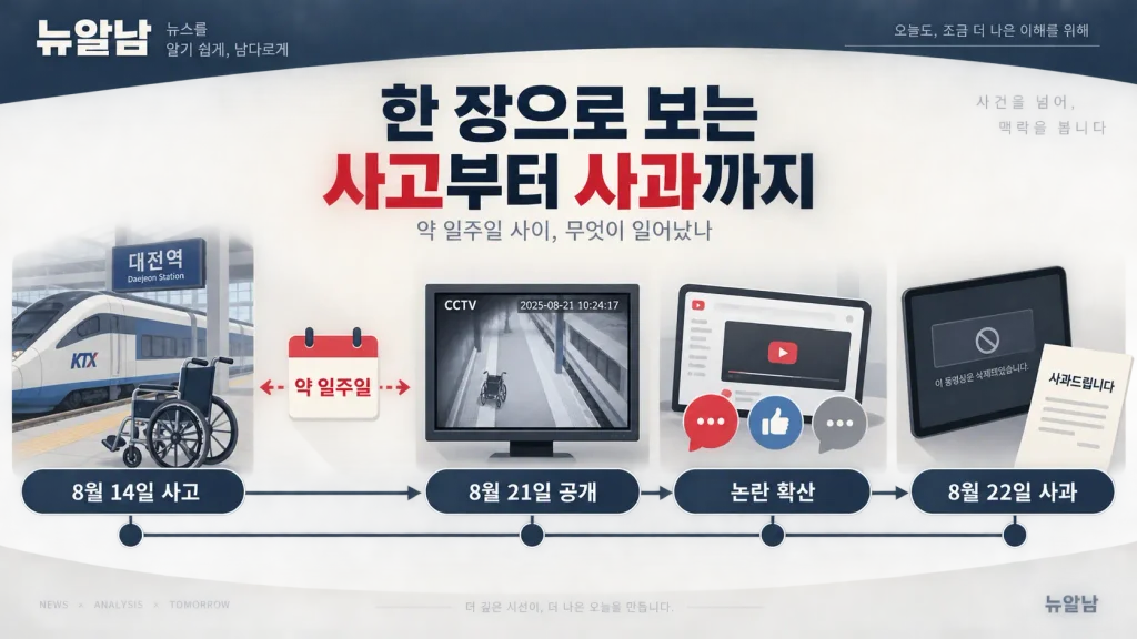 박위 KTX 사고부터 CCTV 공개와 사과까지의 과정을 정리한 타임라인
