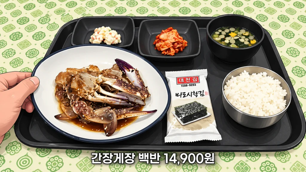 여수섬박람회 1만4900원 간장게장 백반 일러스트