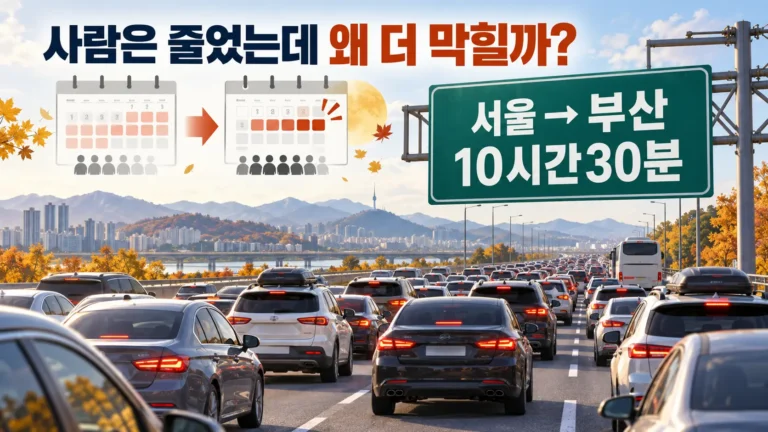 추석 고속도로, 사람은 덜 움직인다는데 왜 더 막힐까? 서울→부산 10시간30분 이유