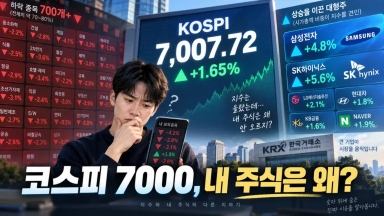 코스피는 7000인데 내린 종목이 더 많았다…내 계좌만 안 오른 게 이상한 걸까?