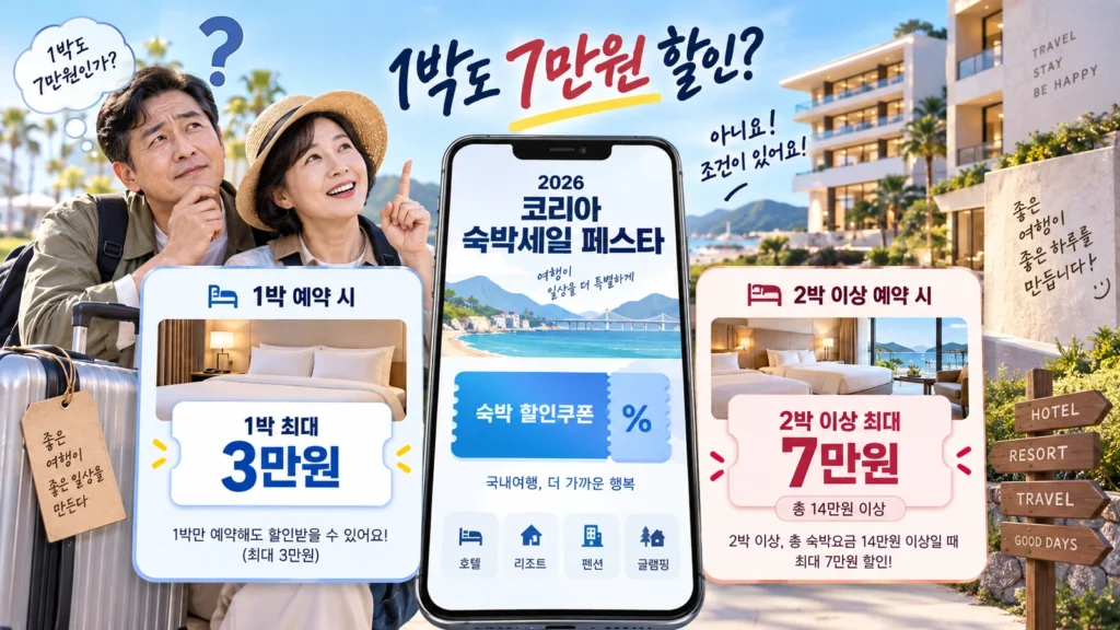 2026 숙박세일페스타 최대 7만원 할인, 1박만 해도 받을 수 있을까?