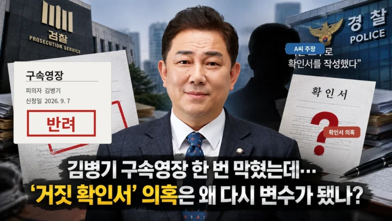 김병기 구속영장 한 번 막혔는데…‘거짓 확인서’ 의혹은 왜 다시 변수가 됐나?