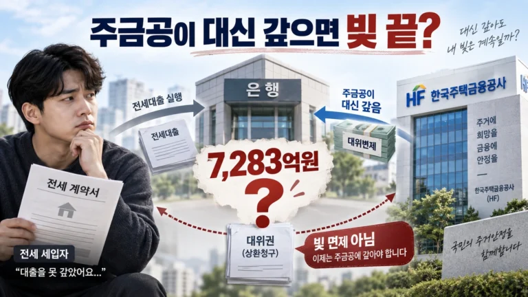 전세대출 못 갚자 주금공이 대신 갚은 돈 7,283억원…그럼 세입자 빚은 사라질까?