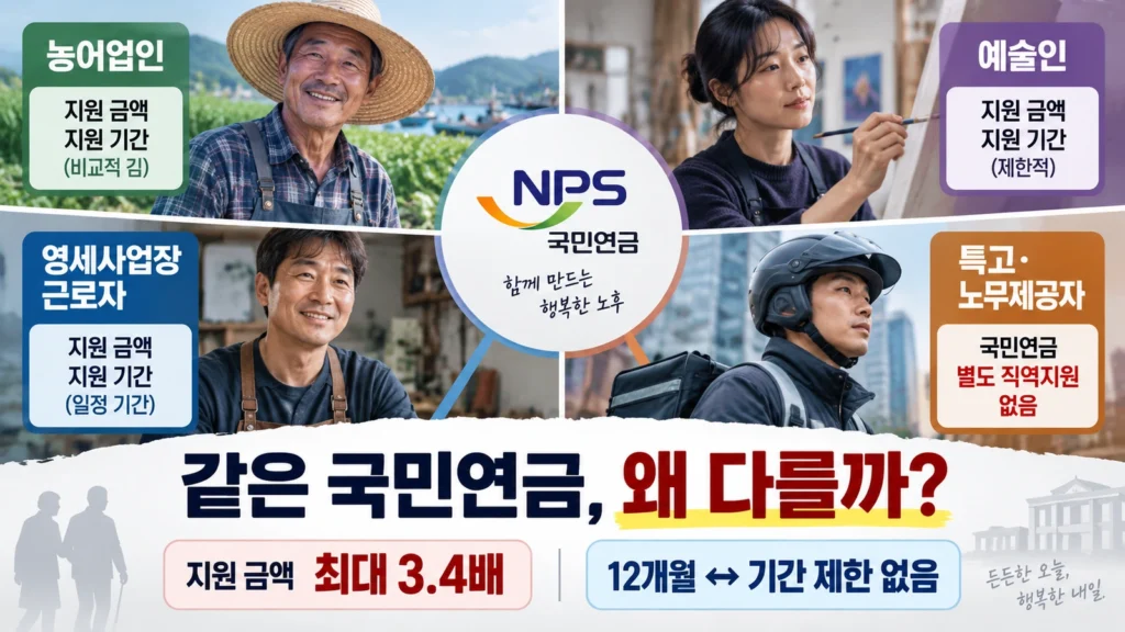 국민연금 보험료 지원, 왜 직업 따라 3.4배 차이 날까? 농어업인·예술인·특고의 다른 규칙