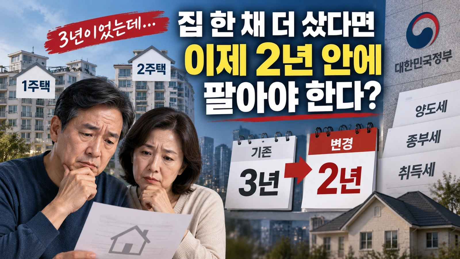 일시적 2주택 3년→2년…집 한 채 더 샀다면 나도 2년 안에 팔아야 할까?