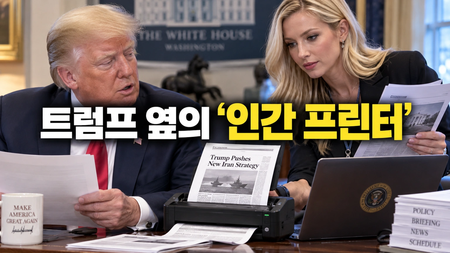 트럼프 옆에서 늘 보이는 나탈리 하프는 누구? ‘인간 프린터’가 최측근이 된 이유