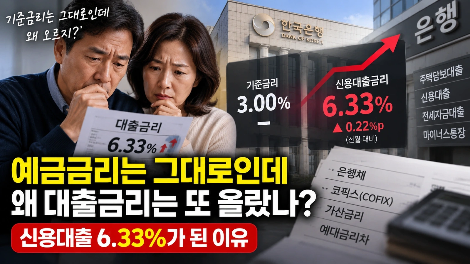 예금금리는 3.21% 그대로인데 왜 대출금리는 또 올랐나? 신용대출 6.33% 된 이유