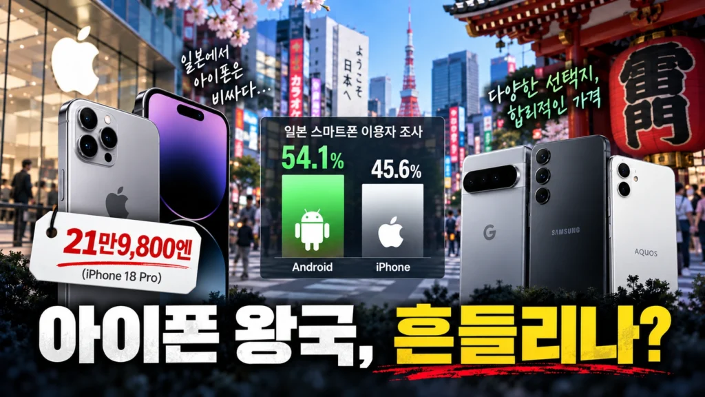 일본은 아이폰 천국 아니었나? 안드로이드 54.1%가 된 이유, 정말 가격 때문일까?