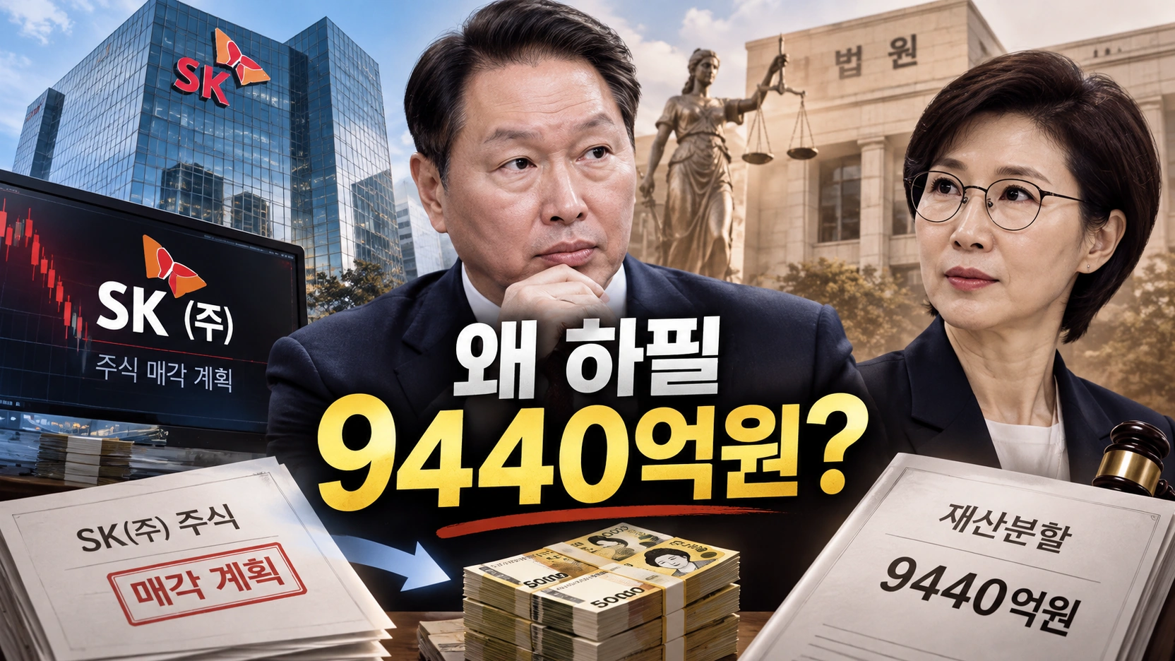 최태원은 왜 SK 주식 9440억원어치를 팔까? 노소영 재산분할과 같은 규모인 이유