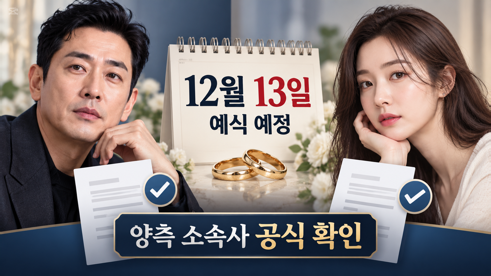 하정우와 차정원의 2026년 12월 13일 비공개 결혼식 발표 내용을 날짜 중심으로 정리한 인포그래픽