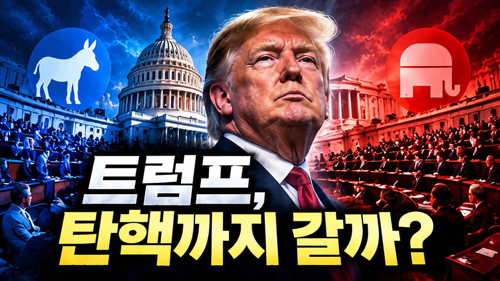 트럼프 대통령과 미국 의사당, 민주당의 의회 탈환 가능성을 대비해 표현한 미국 중간선거 대표 일러스트