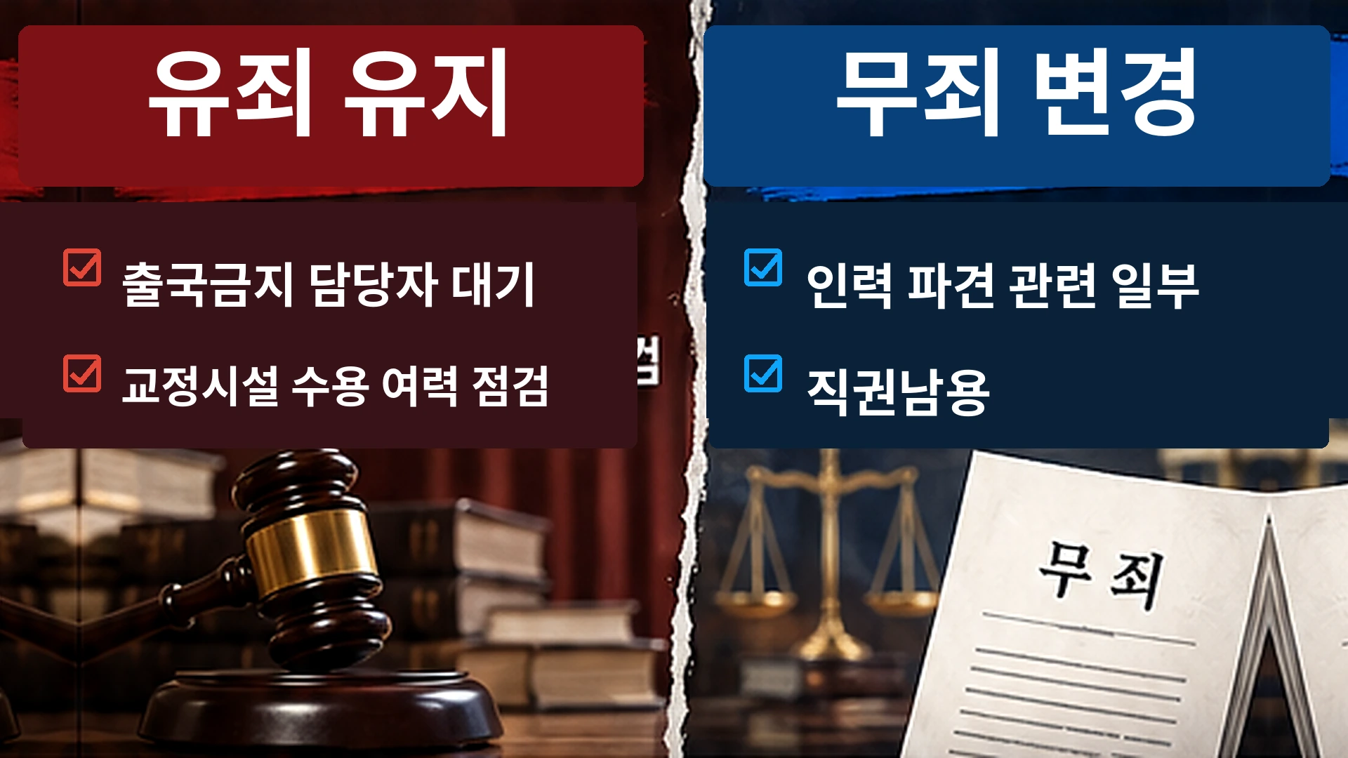 박성재 항소심에서 유죄로 유지된 행위와 무죄로 변경된 혐의를 구분한 인포그래픽