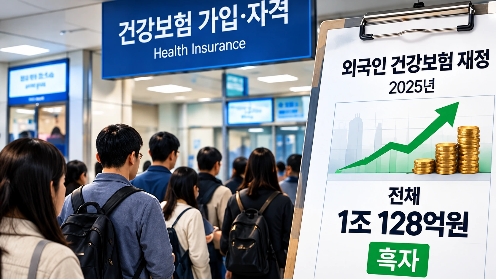 2025년 외국인 전체와 중국·베트남·네팔 가입자의 건강보험료 및 급여비 차이를 비교한 인포그래픽