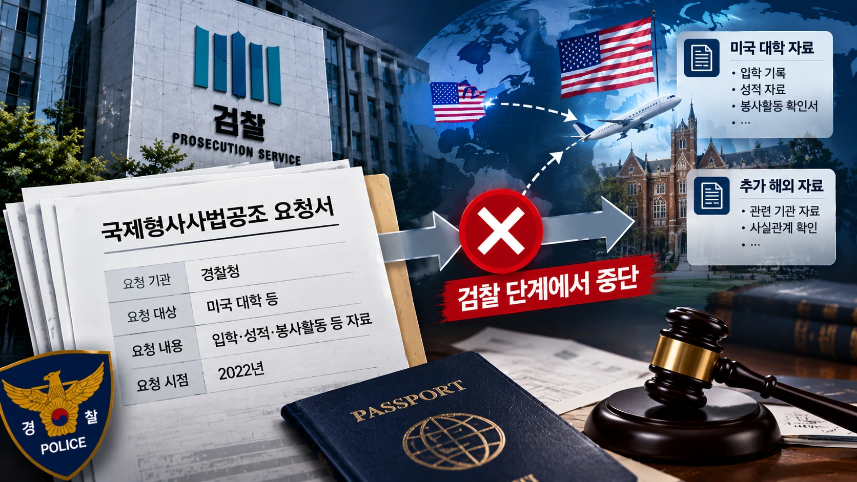 경찰과 중대범죄수사청에 각각 접수된 고발 사건의 현재 절차와 앞으로 확인할 쟁점을 정리한 도식