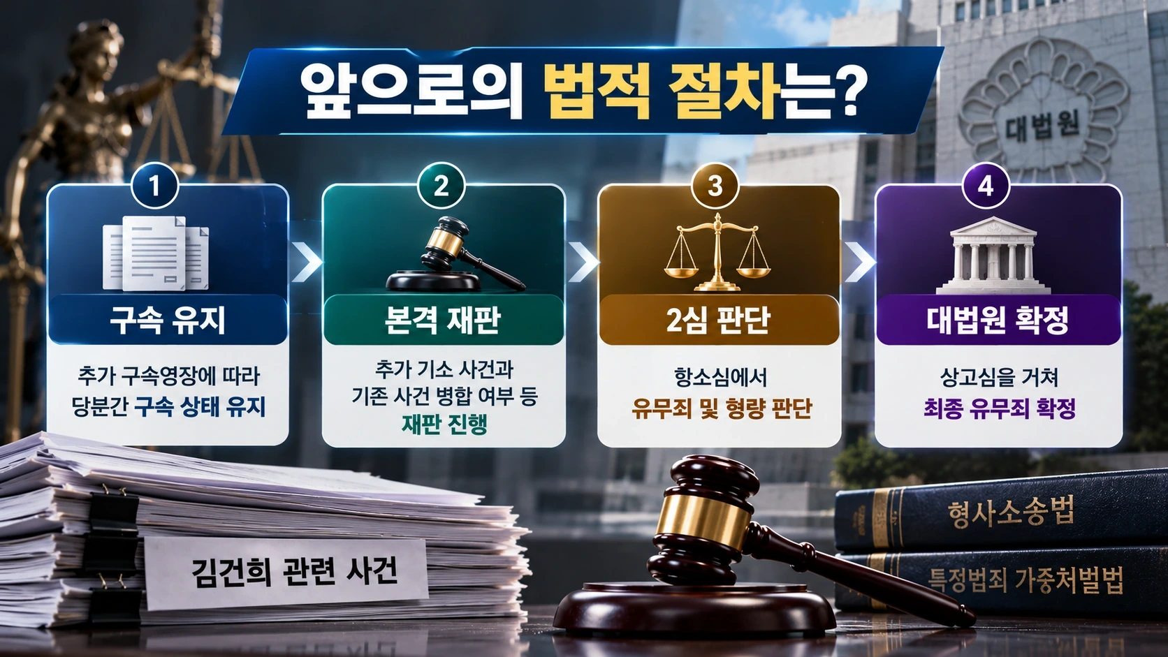 김건희의 두 상고심 진행과 추가 구속영장 효력을 별개의 흐름으로 정리한 전망도