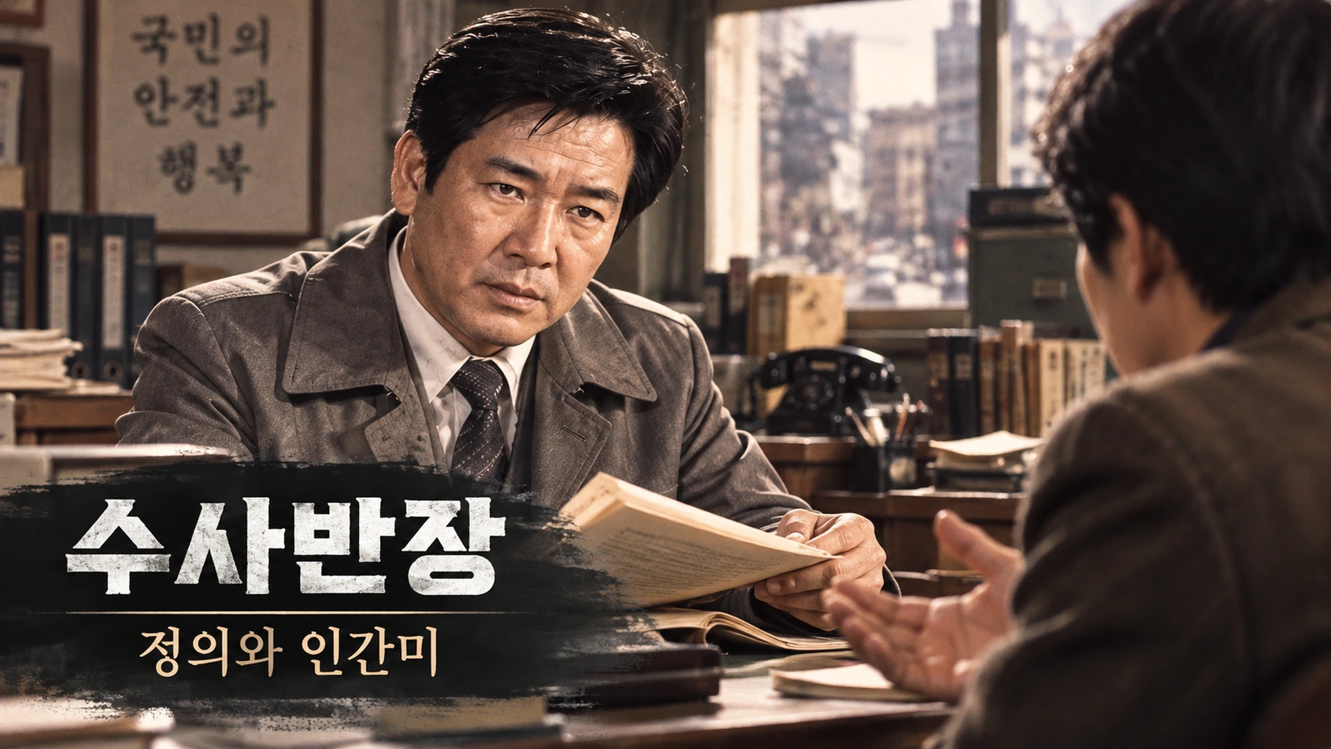 1970년대 수사반장의 인간적인 형사 박영한을 상징하는 최불암 에디토리얼 일러스트