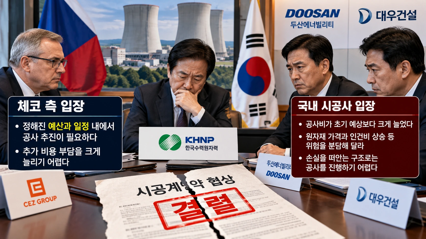 2018년 시공사 사전 선정부터 2026년 10월 협상 종료까지 체코 원전 팀코리아 주요 일정을 정리한 타임라인